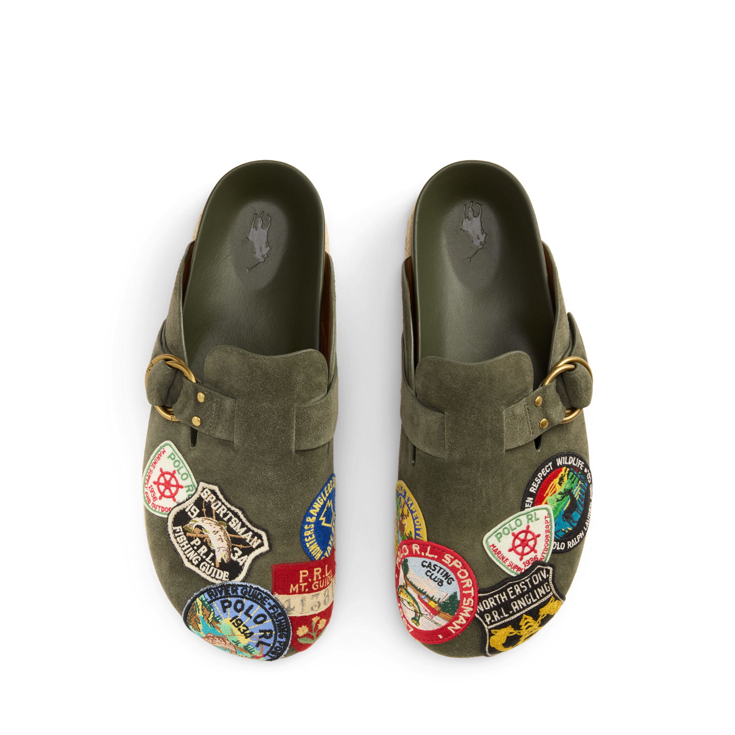 Мужские сандалии Ralph Lauren Turbach Logo-Patch Suede Clog Sandal, цвет: Оливковый — фото 3