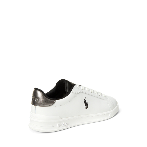 White/Black/Gunmetal Heritage Court II Leather Trainer Polo Sport 3