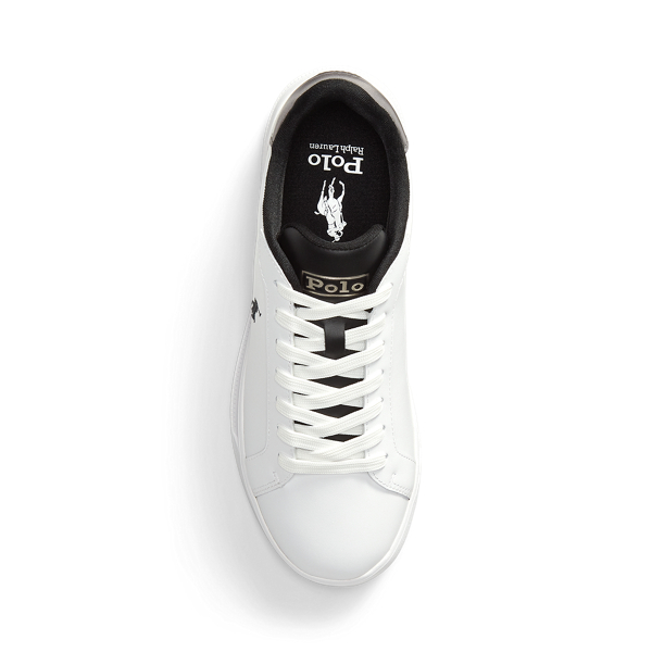 White/Black/Gunmetal Heritage Court II Leather Trainer Polo Sport 4