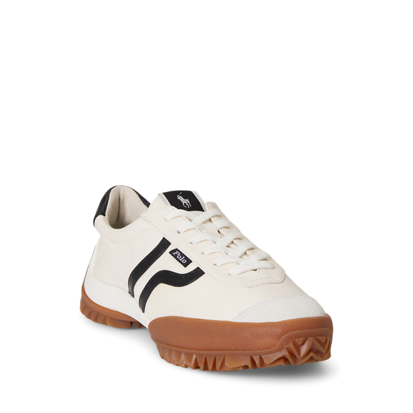 Deckwash White/ Black Treaded Leather Low-Top Trainer Polo Sport 2