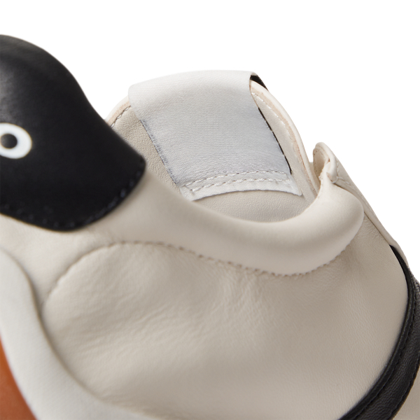 Deckwash White/ Black Treaded Leather Low-Top Trainer Polo Sport 5