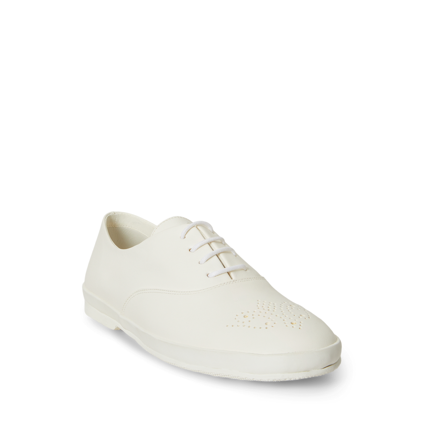 Женские кроссовки Ralph Lauren Perforated Leather Low-Top, цвет: Bianco — фото 1