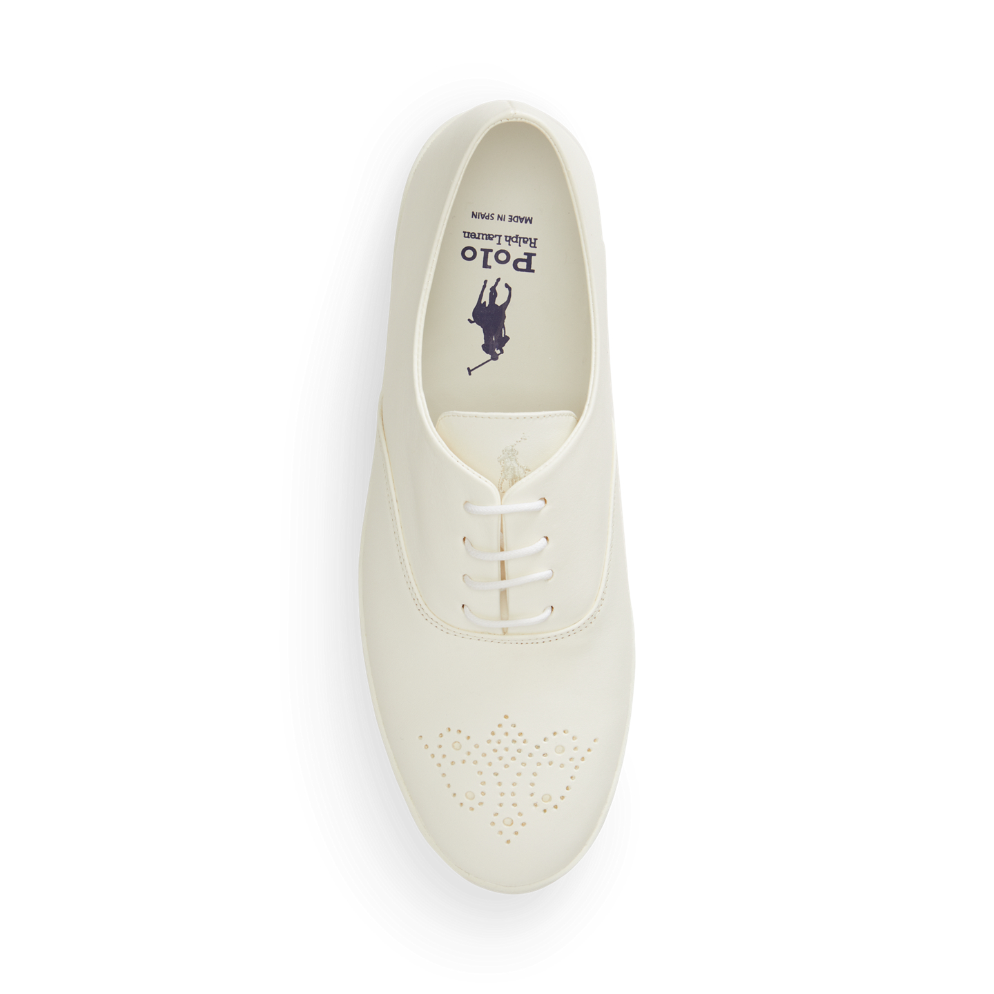 Женские кроссовки Ralph Lauren Perforated Leather Low-Top, цвет: Bianco — фото 3