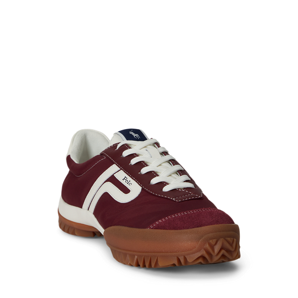 Sneaker basse in nylon e pelle