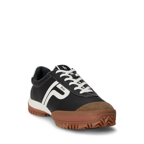 Женские кроссовки Ralph Lauren Leather Treaded Low-Top, цвет: Чёрный / Белый