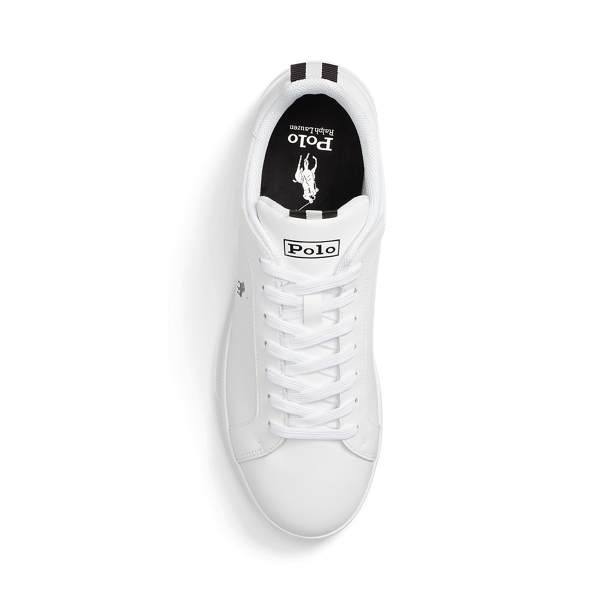 White/Black Heritage Court II Leather Trainer Polo Ralph Lauren 4