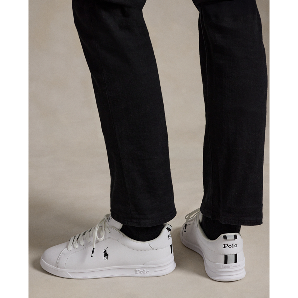 White/Black Heritage Court II Leather Trainer Polo Ralph Lauren 5
