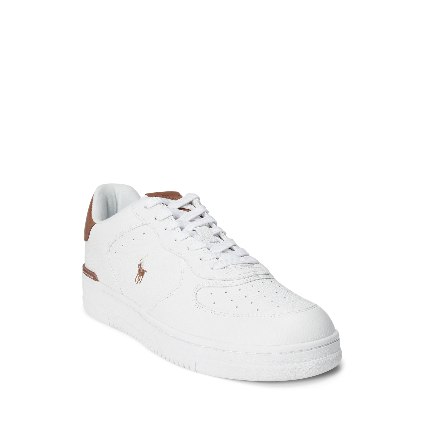 Мужские кроссовки Ralph Lauren Masters Court Leather, цвет: Белый / Рыжевато-коричневый — фото 1