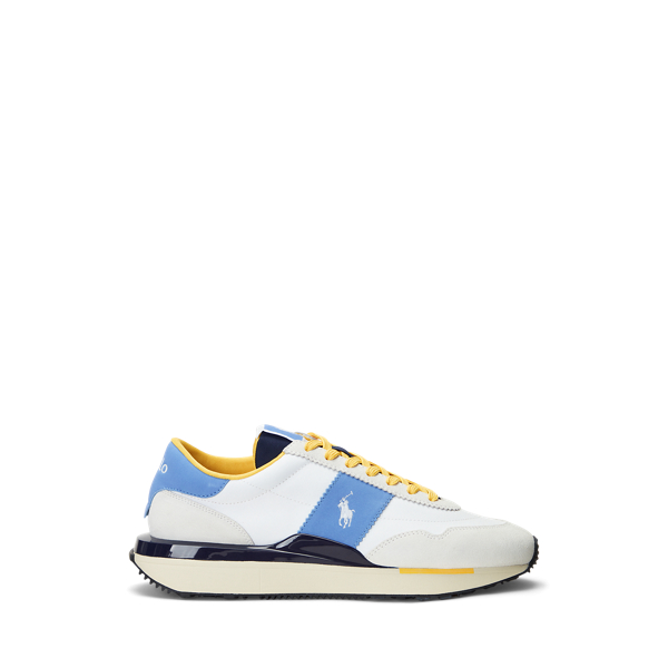 White/blue/yellow Train 89 Suede-Paneled Sneaker Polo Ralph Lauren 1