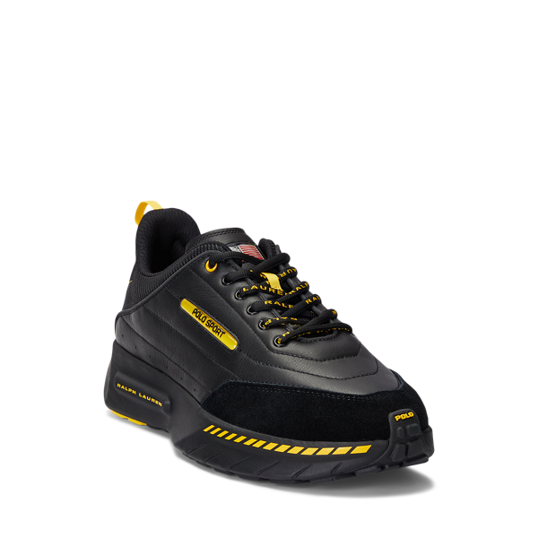 Black/canary Yellow PS250 Leather-Paneled Sneaker Polo Ralph Lauren 2