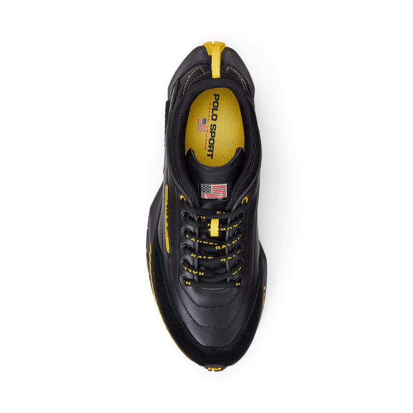Black/canary Yellow PS250 Leather-Paneled Sneaker Polo Ralph Lauren 4
