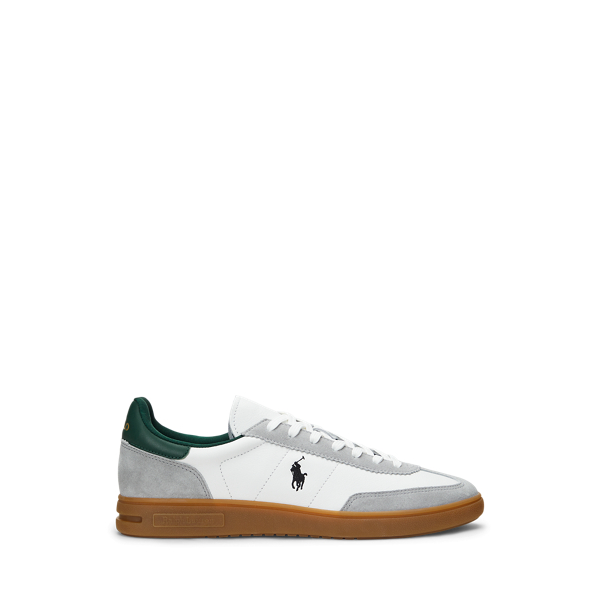 Soft Grey/Forest Bedford Leather-Suede Trainer Polo Sport 1