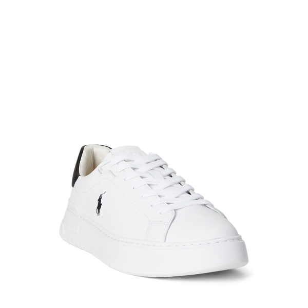 White/Black RLite Court Tumbled Leather Trainer Polo Sport 2