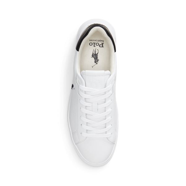 White/Black RLite Court Tumbled Leather Trainer Polo Sport 4
