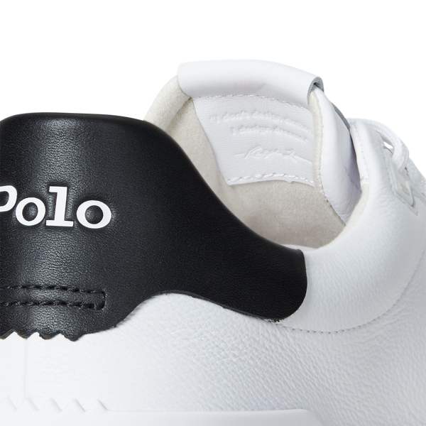 White/Black RLite Court Tumbled Leather Trainer Polo Sport 5