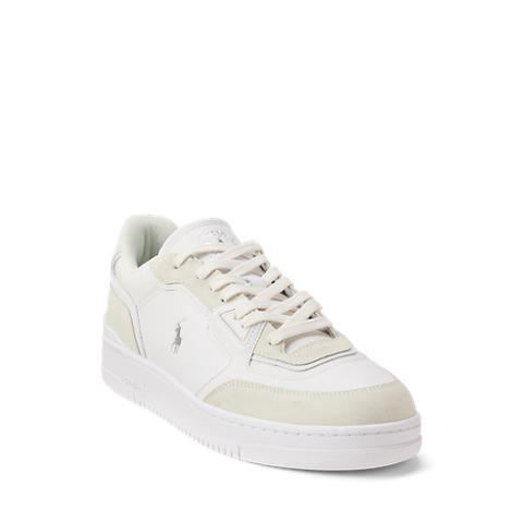 Мужские кроссовки Ralph Lauren Open Masters Leather-Suede, цвет: Белый / Серебряный