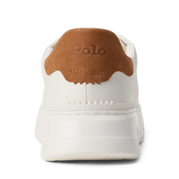 Off-white/tan RLite Court Tumbled Leather Trainer Polo Sport 3