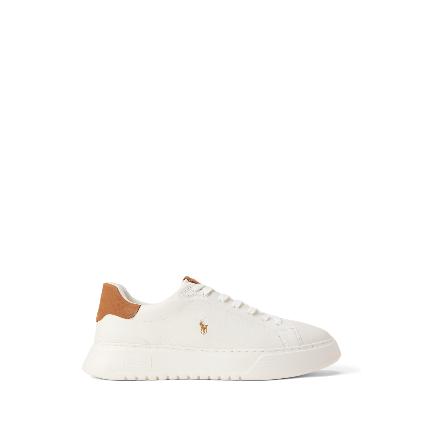 Мужские кроссовки Ralph Lauren RLite Court Tumbled Leather, цвет: Молочный белый / Рыжевато-коричневый — фото 4