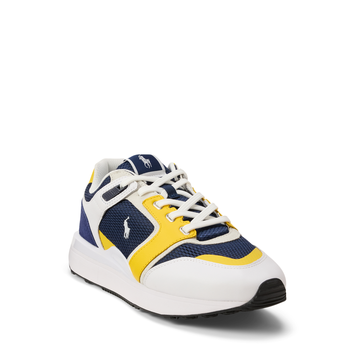 Мужские кроссовки Ralph Lauren Train 89 V2 Suede-Paneled, цвет: Белый / Тёмно-синий — фото 1