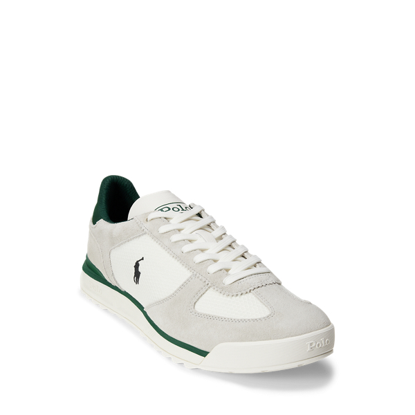 Bianco/White/Forest Varick Suede & Mesh Trainer Polo Sport 2