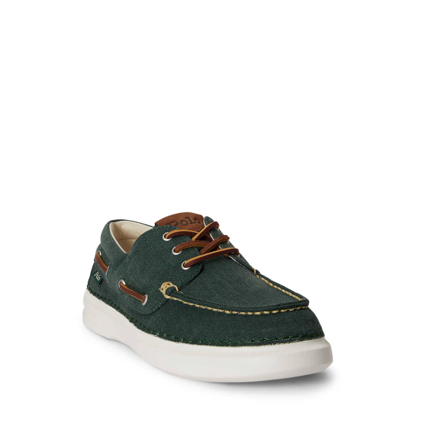 Мужские туфли Ralph Lauren RLite Mariner Canvas Boat, цвет: Тёмно-зелёный — фото 1