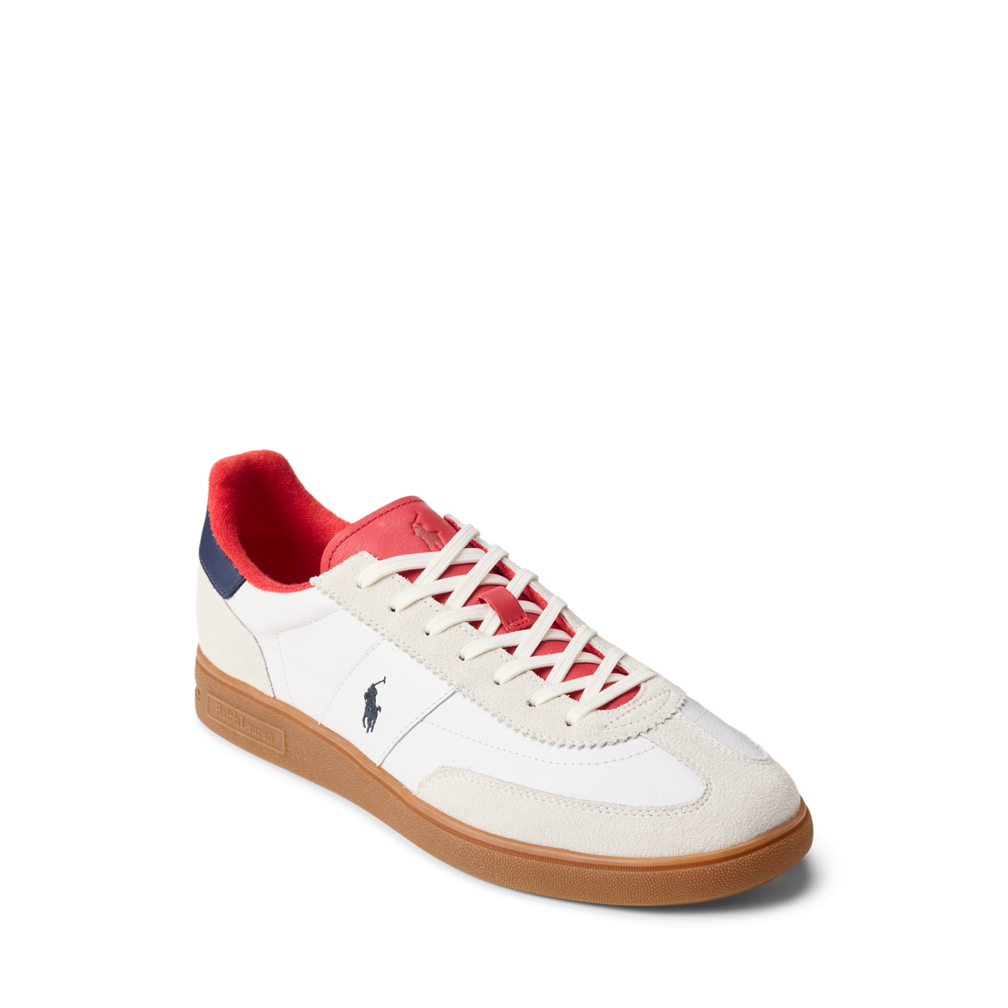 Мужские кроссовки Ralph Lauren Bedford Leather-Suede, цвет: Белый / Тёмно-синий — фото 1