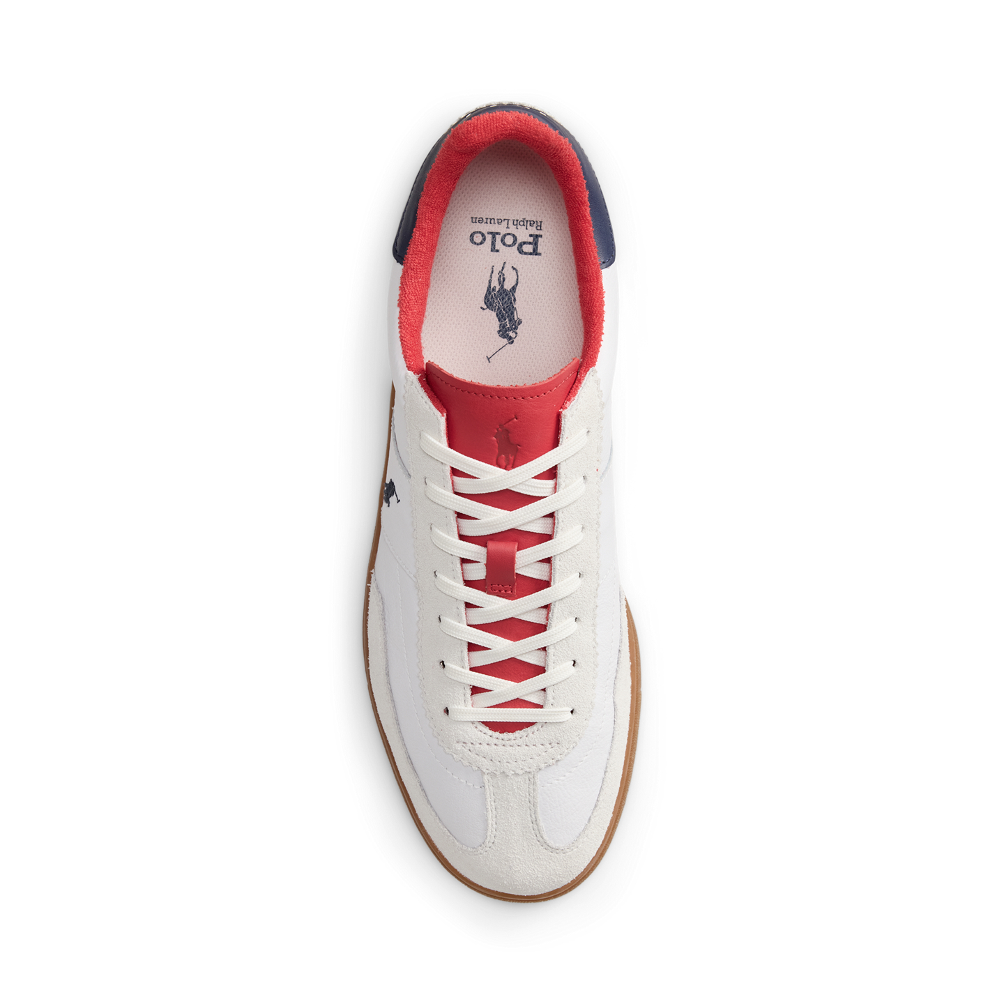 Мужские кроссовки Ralph Lauren Bedford Leather-Suede, цвет: Белый / Тёмно-синий — фото 3