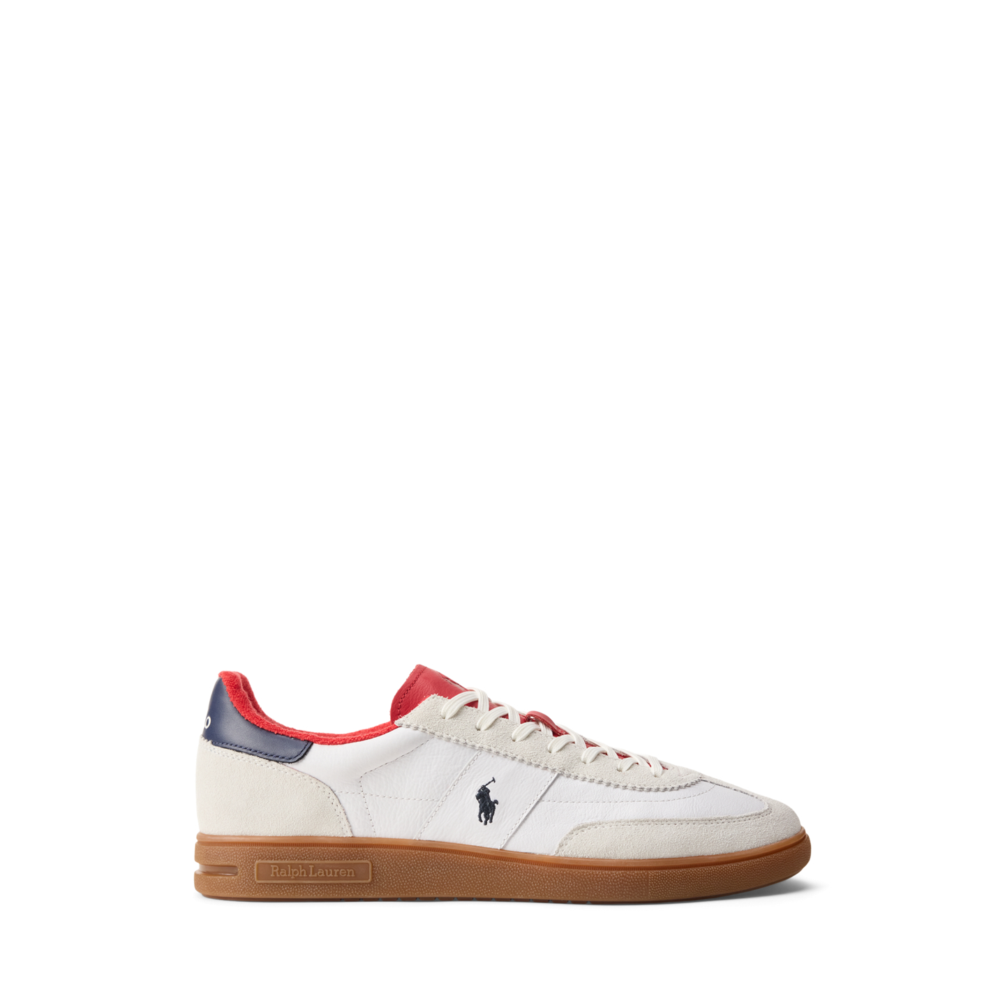 Мужские кроссовки Ralph Lauren Bedford Leather-Suede, цвет: Белый / Тёмно-синий — фото 4