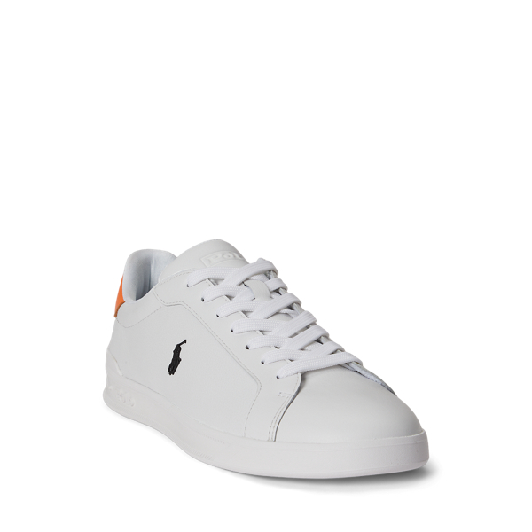 White/Resort Orange/black Heritage Court II Leather Trainer Polo Sport 2