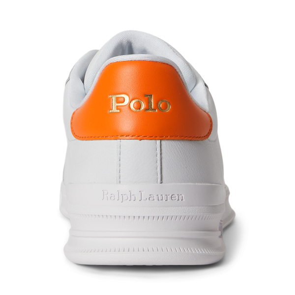 White/Resort Orange/black Heritage Court II Leather Trainer Polo Sport 3