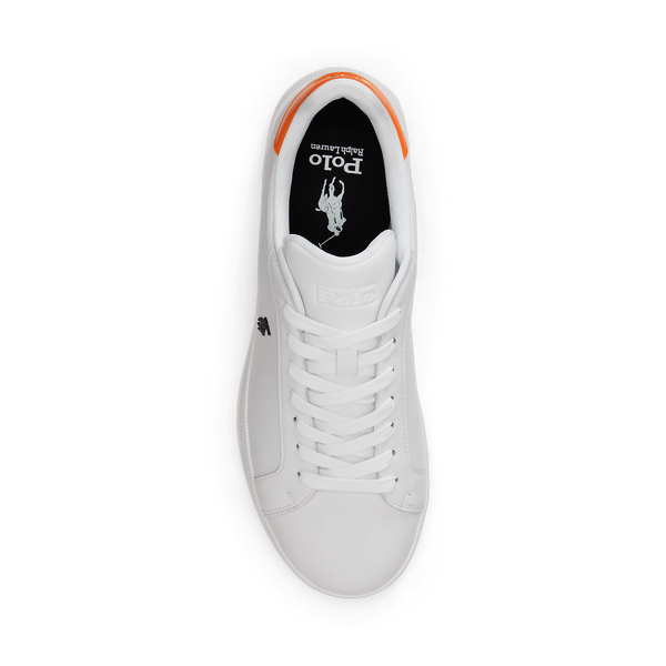 White/Resort Orange/black Heritage Court II Leather Trainer Polo Sport 4