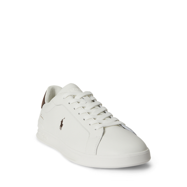 Deckwash White/Chocolate Heritage Court II Leather Sneaker Polo Ralph Lauren 2