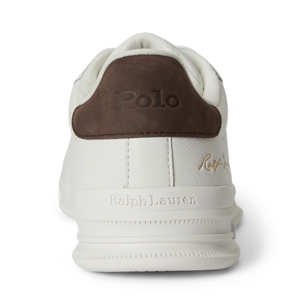 Deckwash White/Chocolate Heritage Court II Leather Sneaker Polo Ralph Lauren 3