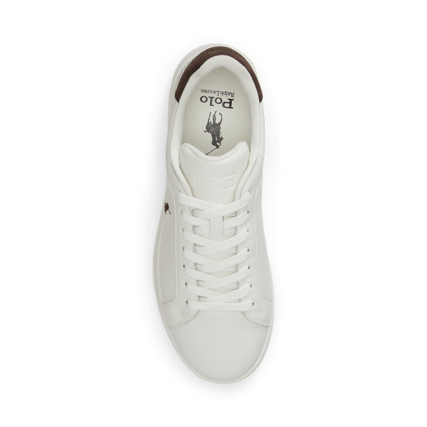 Deckwash White/Chocolate Heritage Court II Leather Sneaker Polo Ralph Lauren 4