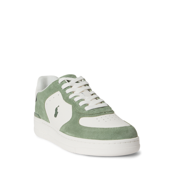 Deckwash White/cargo Gree Masters Court Leather-Suede Trainer Polo Sport 2