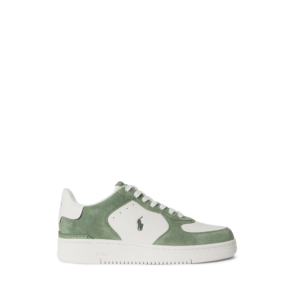Deckwash White/cargo Gree Masters Court Leather-Suede Trainer Polo Sport 1