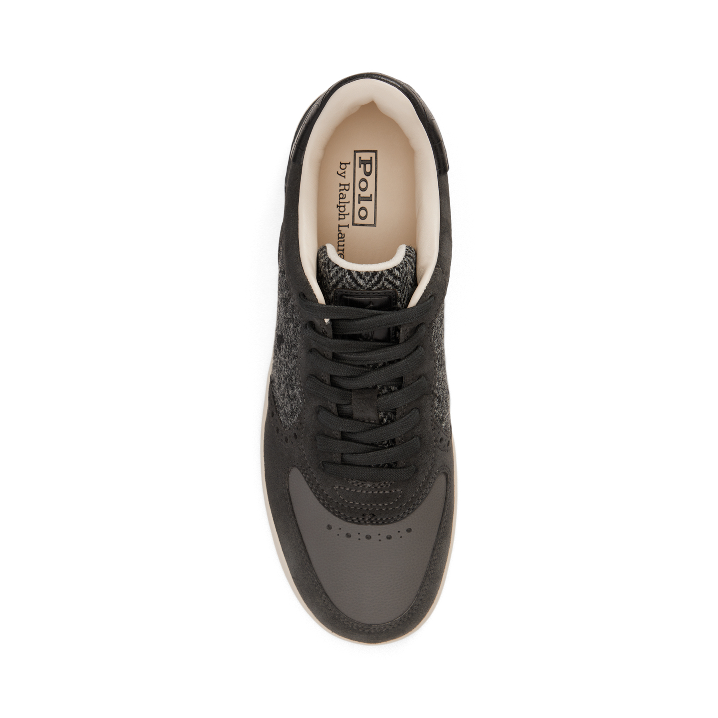 Мужские кроссовки Ralph Lauren Masters Court Suede & Tweed, цвет: Выцветший чёрный / Серый — фото 3