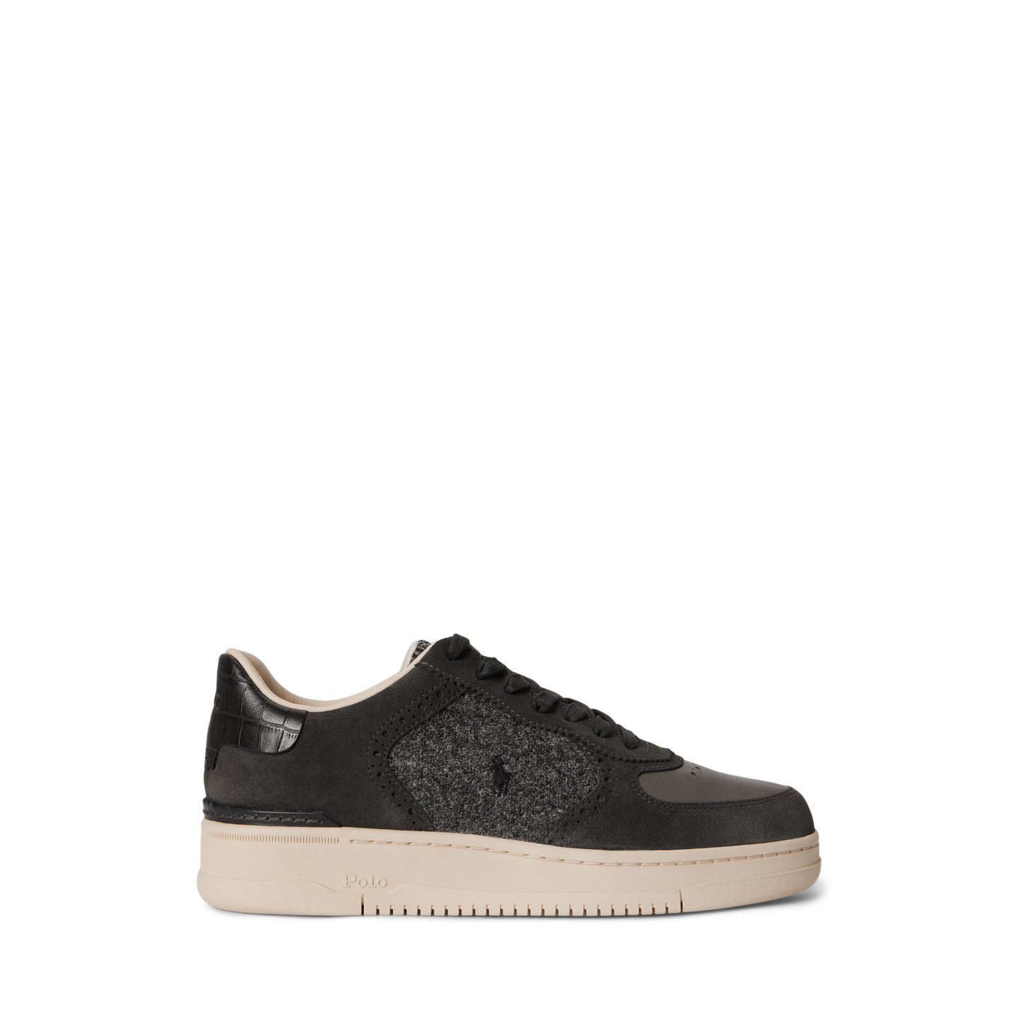 Мужские кроссовки Ralph Lauren Masters Court Suede & Tweed, цвет: Выцветший чёрный / Серый — фото 4