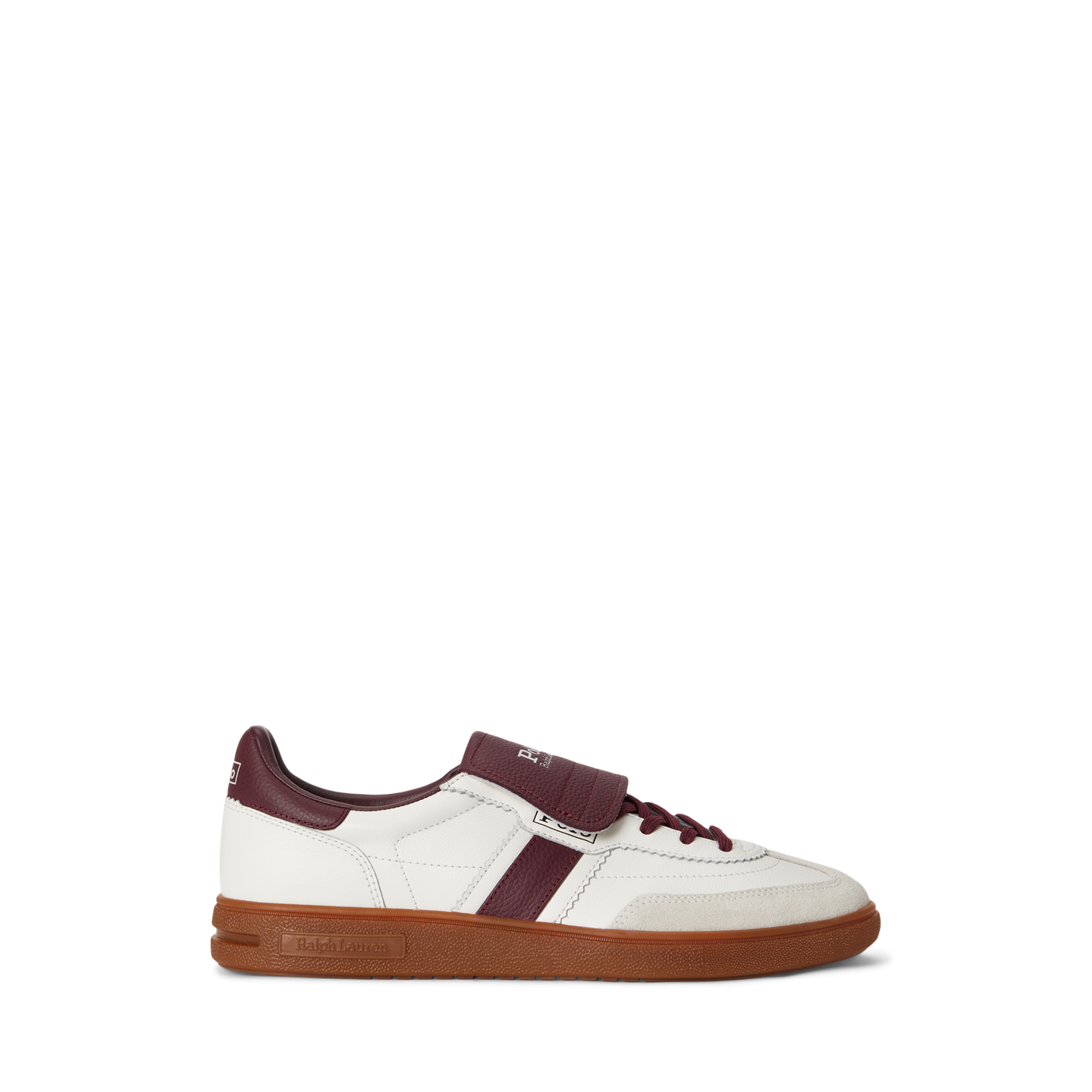 Мужские кроссовки Ralph Lauren Bedford Leather-Suede, цвет: Белый / Винный — фото 4