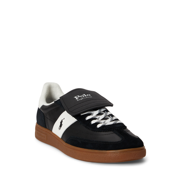 Black/Deckwash White Bedford Leather-Suede Trainers Polo Sport 2