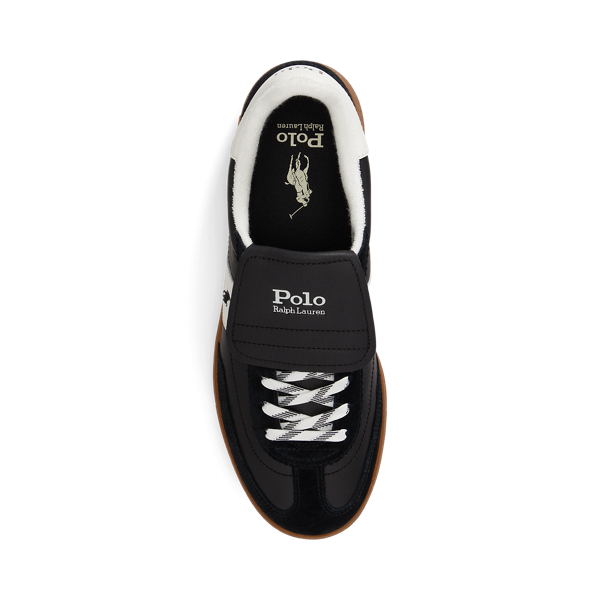Black/Deckwash White Bedford Leather-Suede Trainers Polo Sport 4