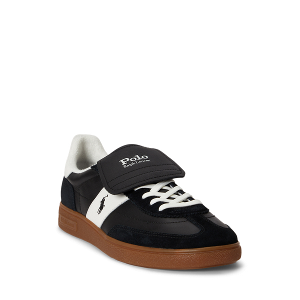 Black/Deckwash White Bedford Leather-Suede Trainers Polo Sport 5