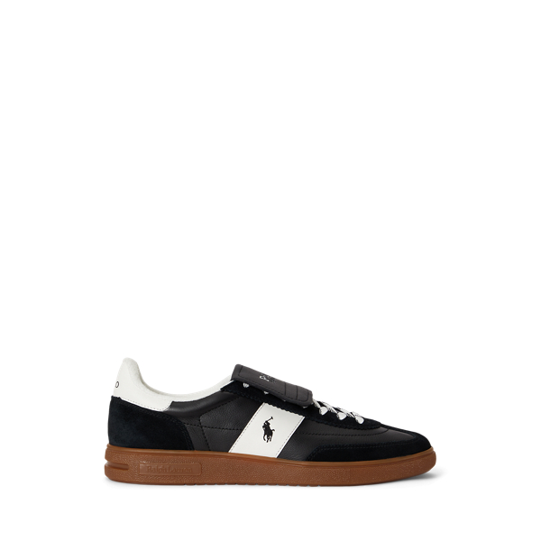 Black/Deckwash White Bedford Leather-Suede Trainers Polo Sport 1