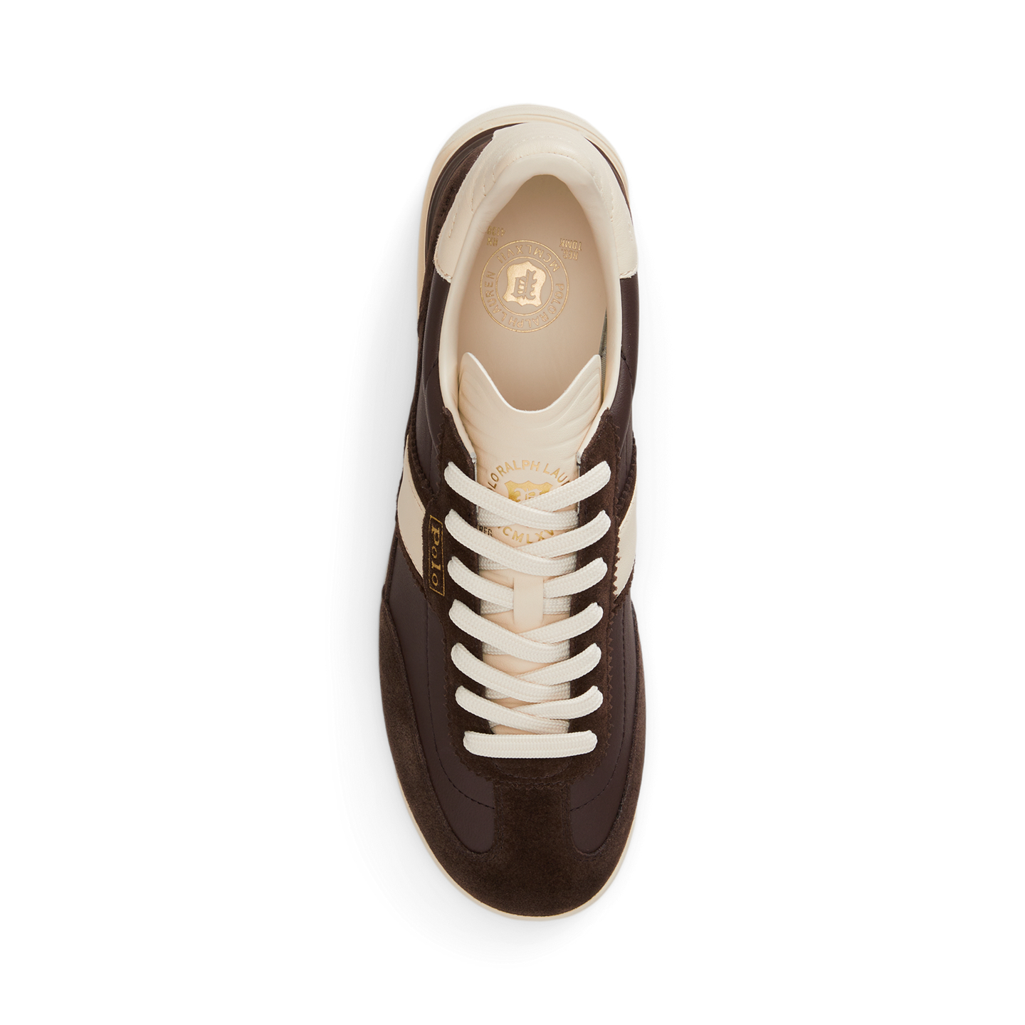 Мужские кроссовки Ralph Lauren Varick Leather-Suede, цвет: Тёмный шоколадный / Экрю — фото 3