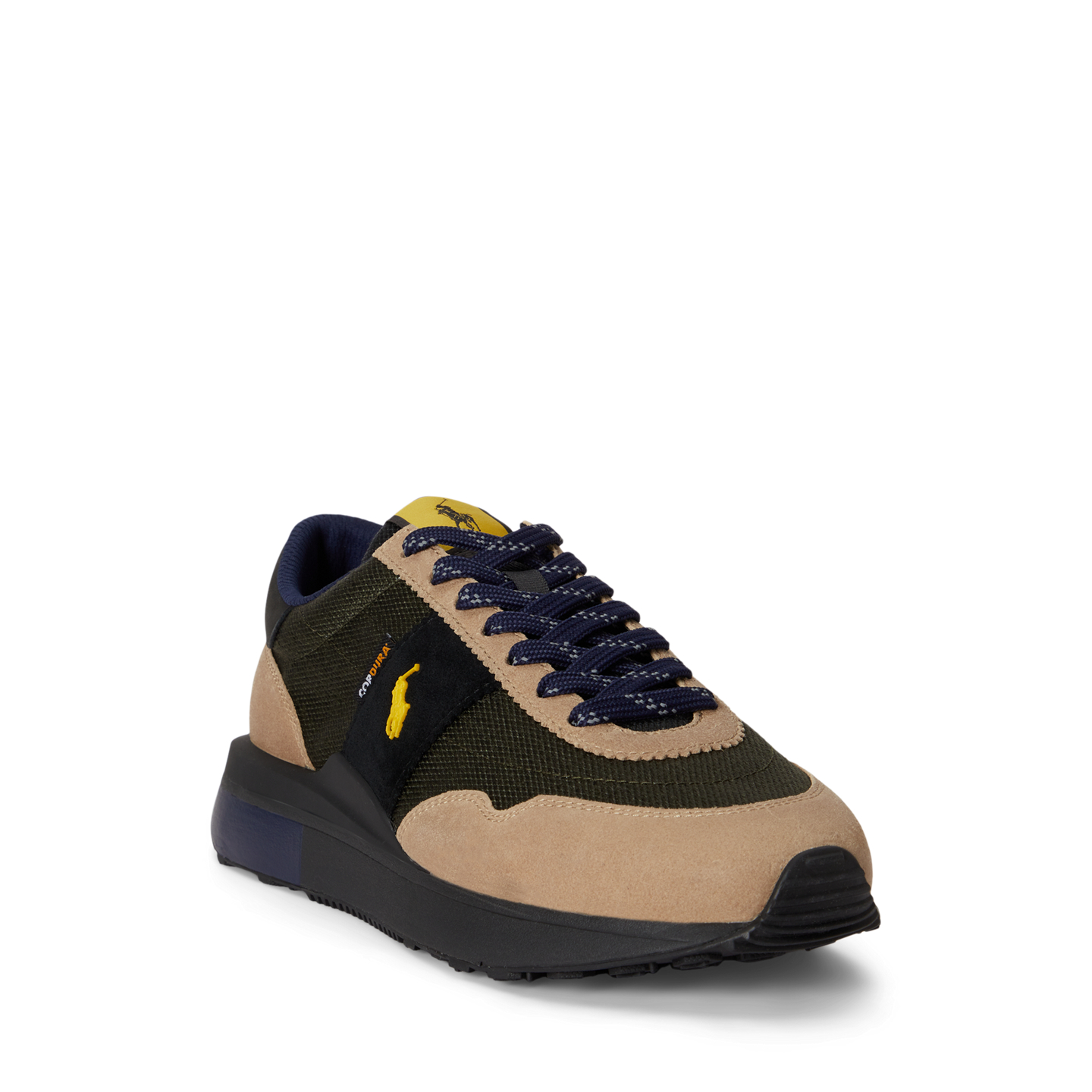 Мужские кроссовки Ralph Lauren Train 89 Suede-Paneled, цвет: Оливковый разноцветный — фото 1