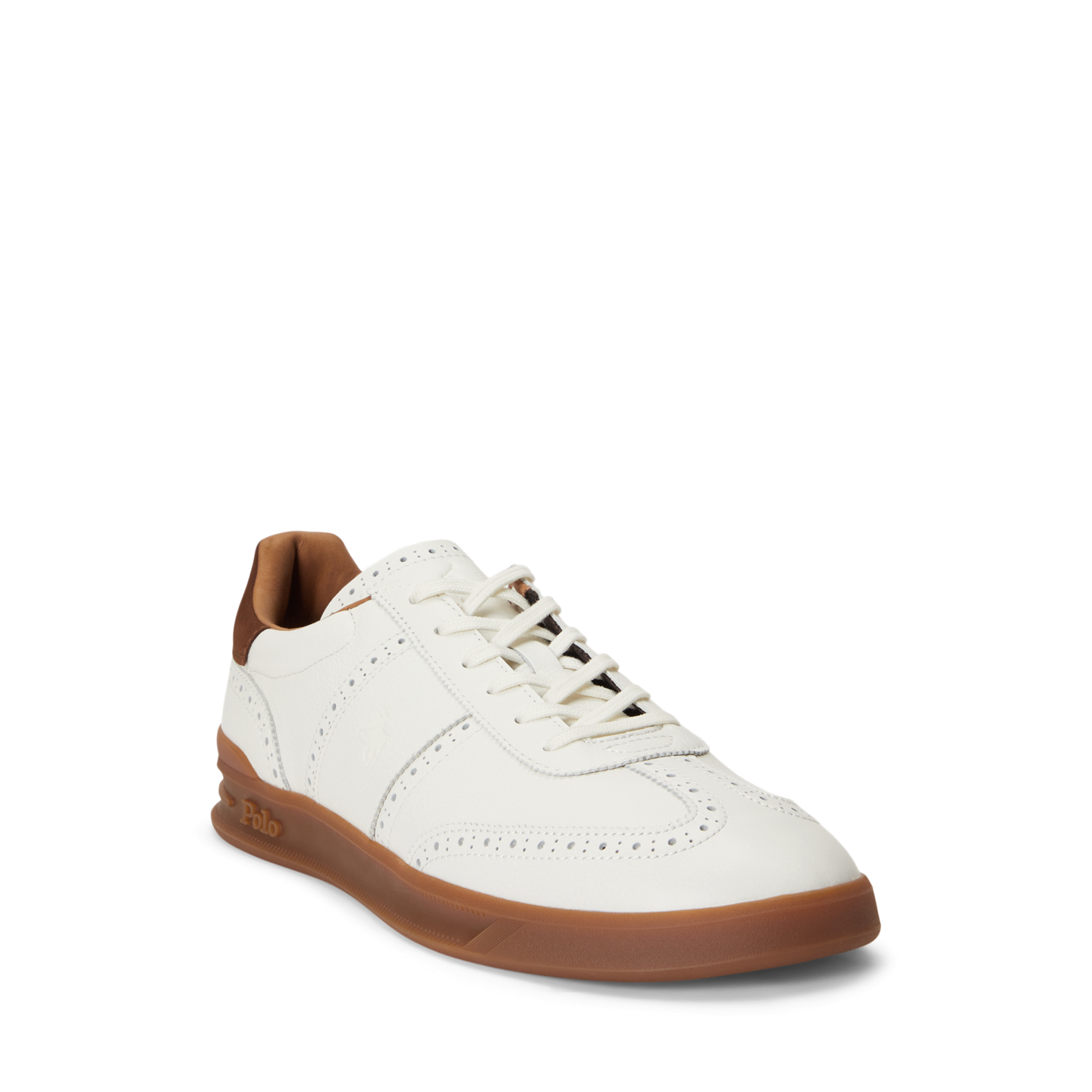 Мужские кроссовки Polo Ralph Lauren Heritage Aera Leather Brogue, цвет: Белый — фото 1