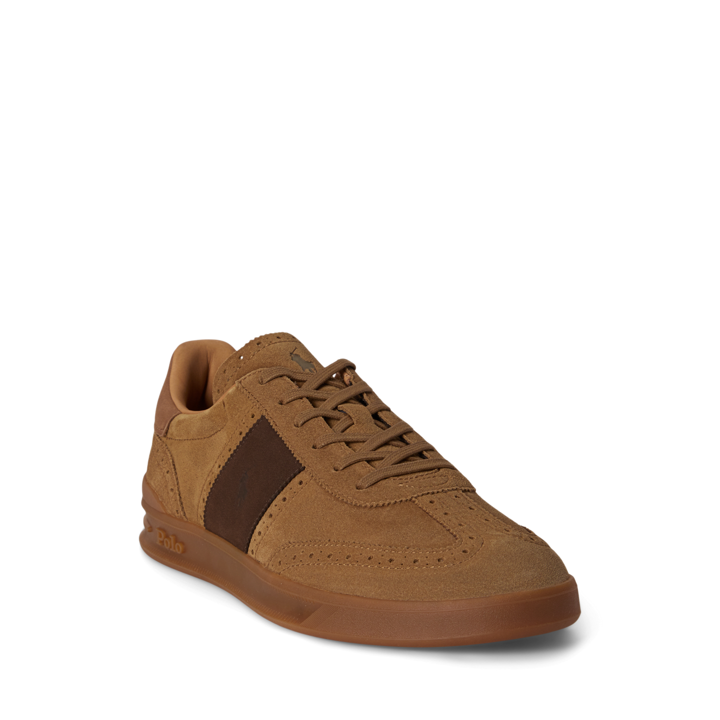 Мужские кроссовки Ralph Lauren Heritage Aera Suede Brogue, цвет: Пустынный рыжевато-коричневый — фото 1