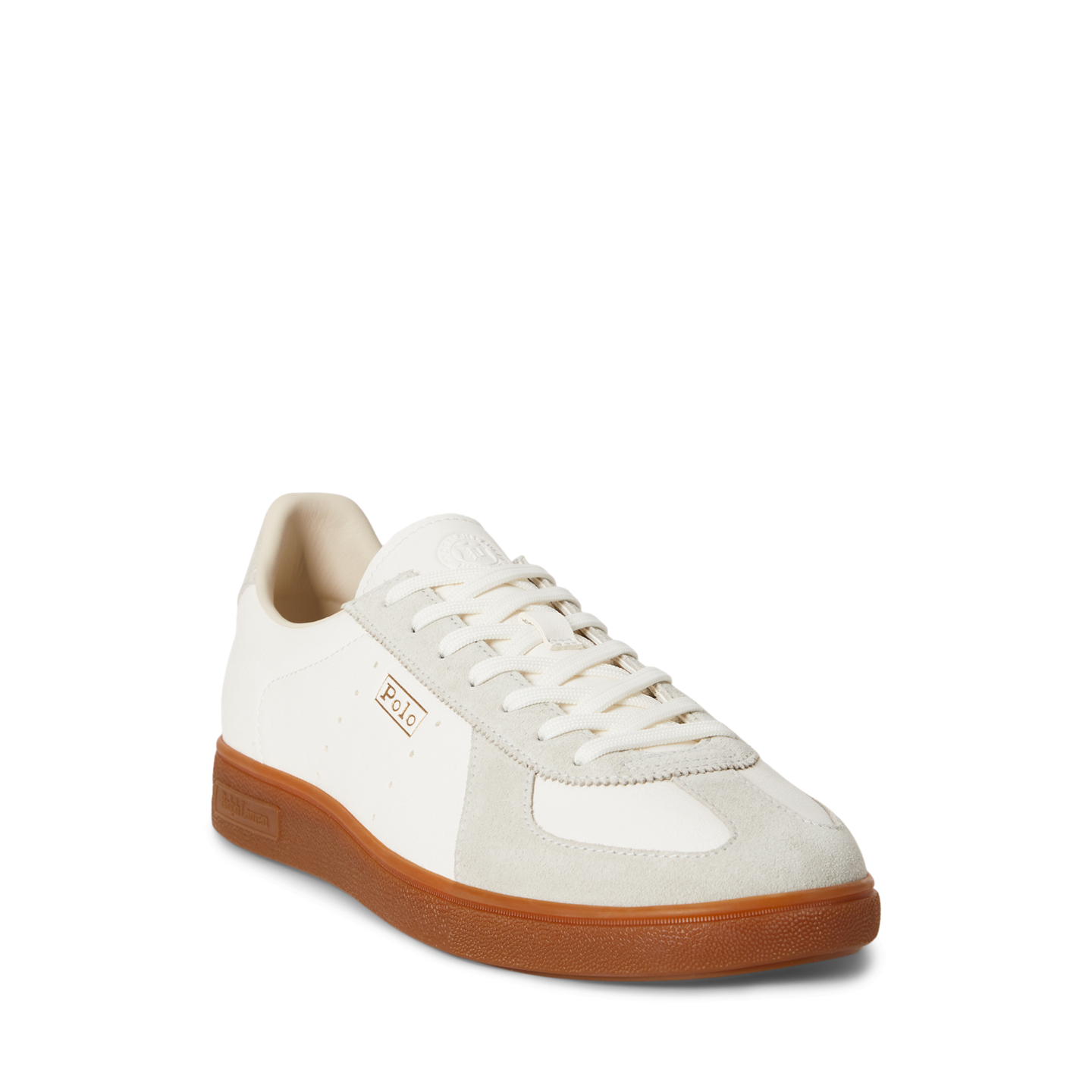 Мужские кроссовки Ralph Lauren Bedford Dress Leather-Suede, цвет: Белый / Серый — фото 1