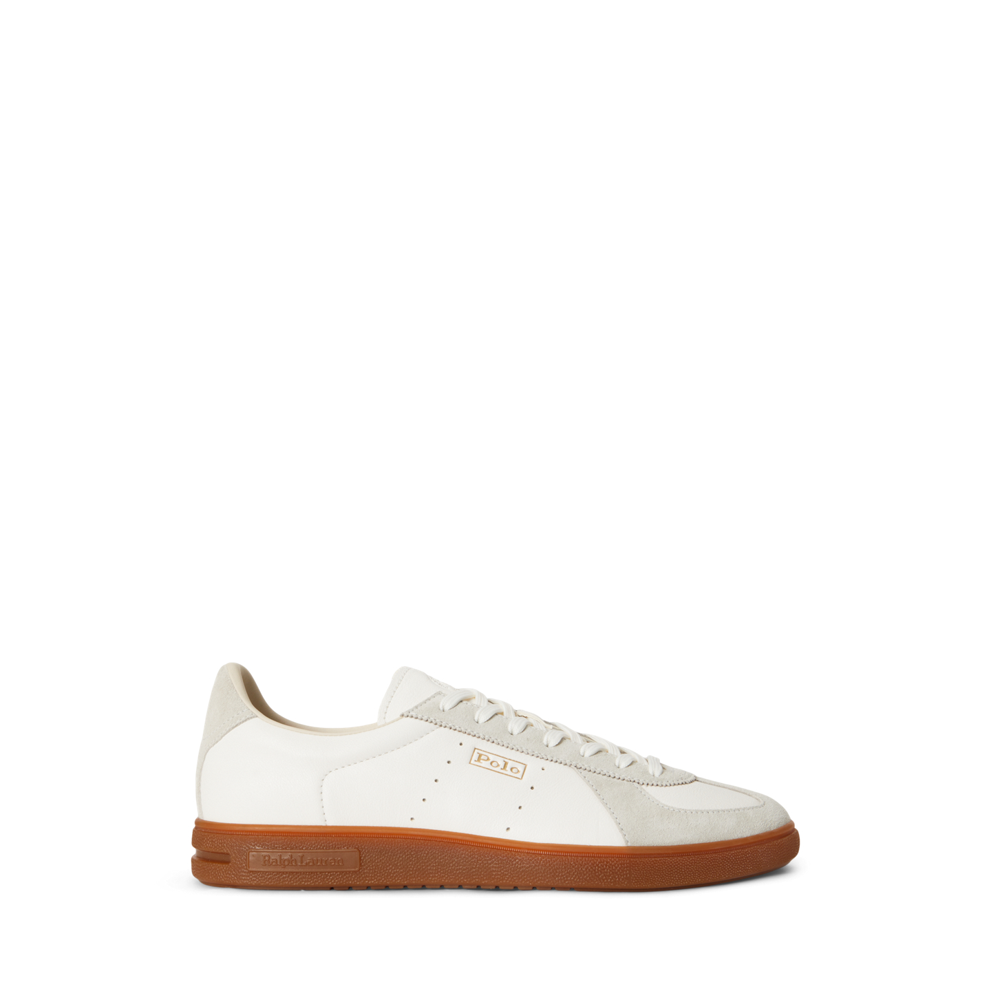 Мужские кроссовки Ralph Lauren Bedford Dress Leather-Suede, цвет: Белый / Серый — фото 4