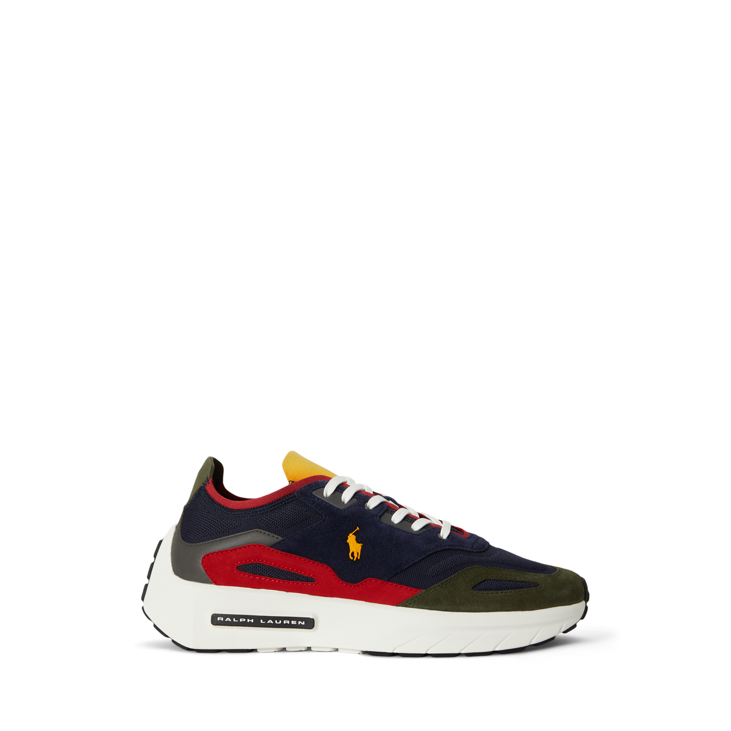 Мужские кроссовки Ralph Lauren Boerum Suede-Paneled Knit, цвет: Тёмно-зелёный тёмно-синий разноцветный — фото 4